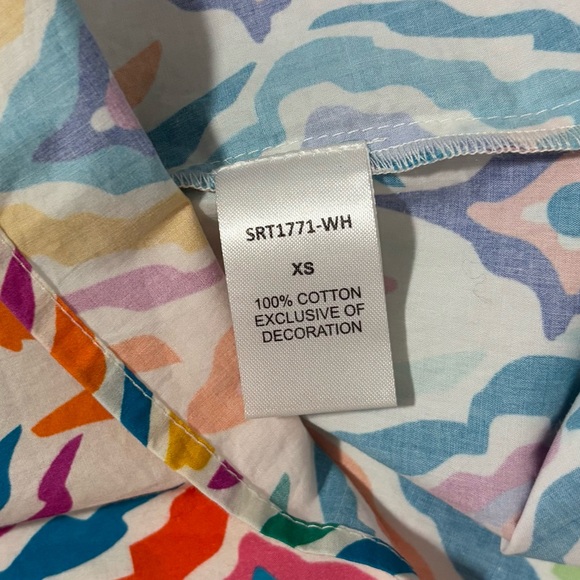 NEW THML Multicolor Sharon Ruffle Smocked Top Size XS Preppy Boho Rainbow - Picture 6 of 6